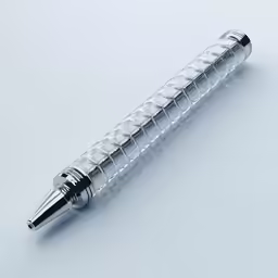 the large, silver - plated pen is a very elegant and unique object