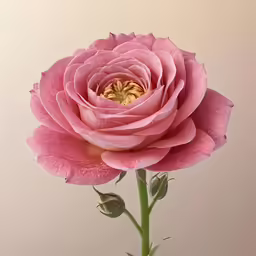 a large pink rose that is in a vase