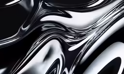 a black and white abstract painting, with metallic streaks on the wall