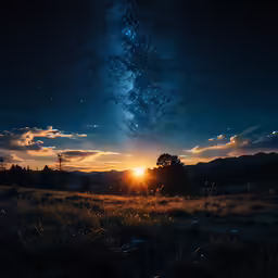 the sun setting as the stars are set