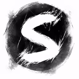 a circular black and white logo with the word s inside it