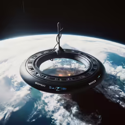 an image of a round object floating in the sky