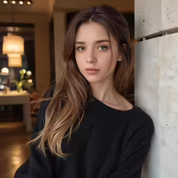 an image of a woman standing next to a door