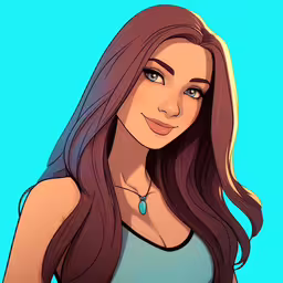 a digital painting of a young woman with long hair,a cartoon drawing of a pretty young lady with long hair