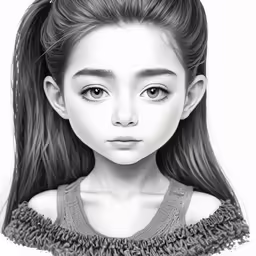 a girl is shown in this drawing, it has long hair
