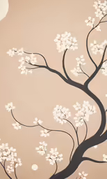 the painting on the wall has white flowers