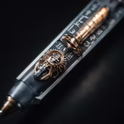 two antique mechanical fountain pens on a black background