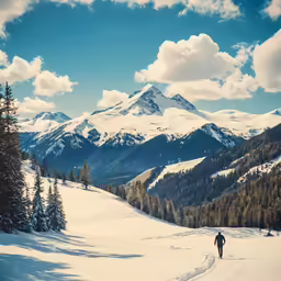 there is snow on the ground near a man
