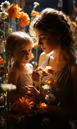 the mother and her little daughter are together