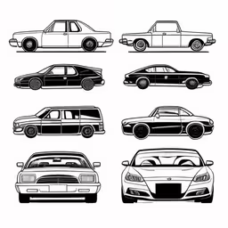 various cars that have logos on them,a set of nine different types of vehicles