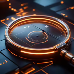 a close up shot of the back side of a circular metal object