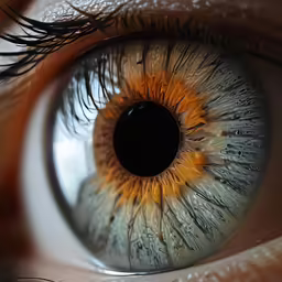 the blue eye is reflecting light on the iris
