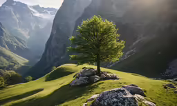 there is a tree that is growing out of the ground