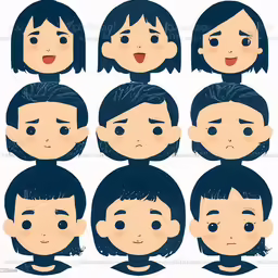 illustrated faces of women in different emotions