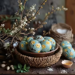 several eggs that have been painted on in a bowl