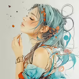 a beautiful young woman smoking a cigarette wearing a blue dress