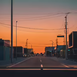 the view looking towards a street at dusk