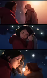 two photos one showing a woman and the other a man standing in the snow
