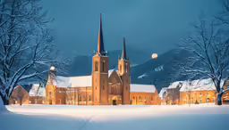 a picture that looks like it is illuminated and snow covered