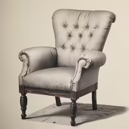this chair is upholstered on the floor with two legs