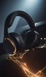 the bluetooth headphones and its lit up cords