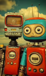 two robots that have been placed side by side