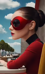 there is a lady that has some sunglasses on