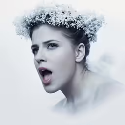 woman with her mouth open and a snow cap on