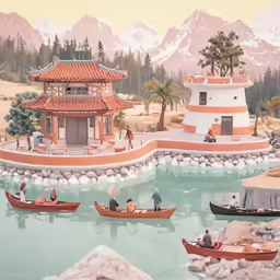 there are several boats with people in the water