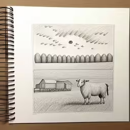 a book with a black and white drawing on it