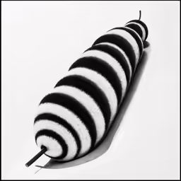 black and white striped object sitting in the middle of a table