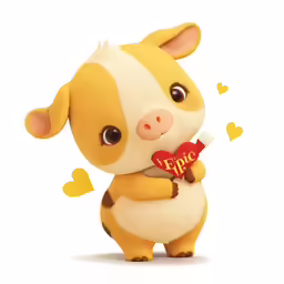 littlest pet shop character, a little pig with an i love you sticker