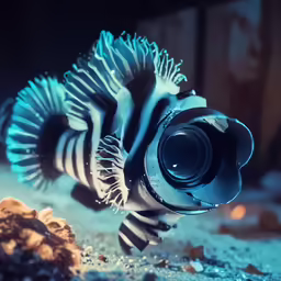 a blue and black object laying on the ground