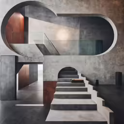several stairs in an industrial style with metal and wood accents