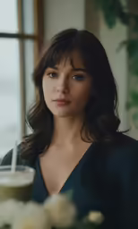 a close up of a person wearing a black shirt