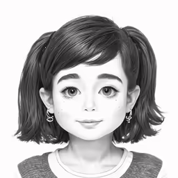 a 3d drawing of a person wearing large earrings