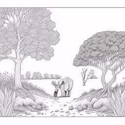 an elephant standing next to a tree near a forest