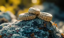 two brown objects are placed on top of each other