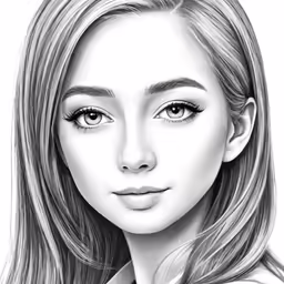 a pencil drawing of a young girl with long hair