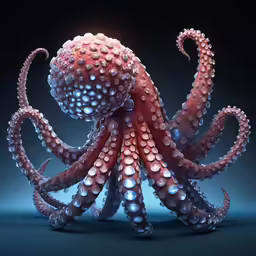 an octopus made of various colors and sizes