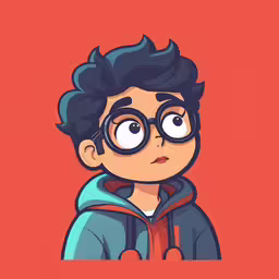 a cartoon boy with glasses and hoodie