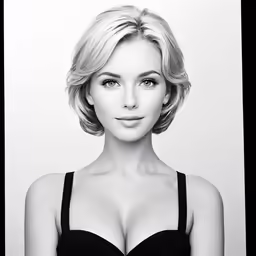 a woman in a bra posing for a black and white photograph
