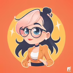 a drawing of a girl wearing glasses