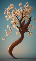 the tree has white flowers on it