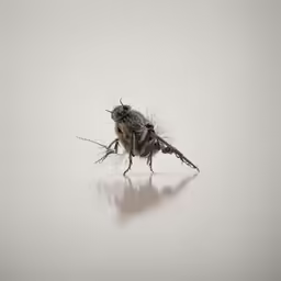 a fly sitting on top of a white wall