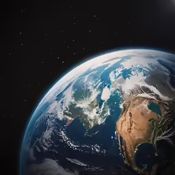 a photograph of earth with all its land in perspective