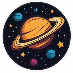 saturn with eight planets on a white background