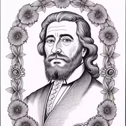 a black and white portrait of abraham abraham abraham abraham abraham abraham abraham abraham abraham abraham abraham abraham,a black and white drawing of a man in a frame,an old fashioned drawing of a man with long hair,the image of the inventor was made into a portrait,a drawing of william shakespeare with flowers in the background