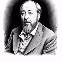 a black and white drawing of a man in a suit