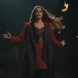 the woman in the coat has her arms spread wide